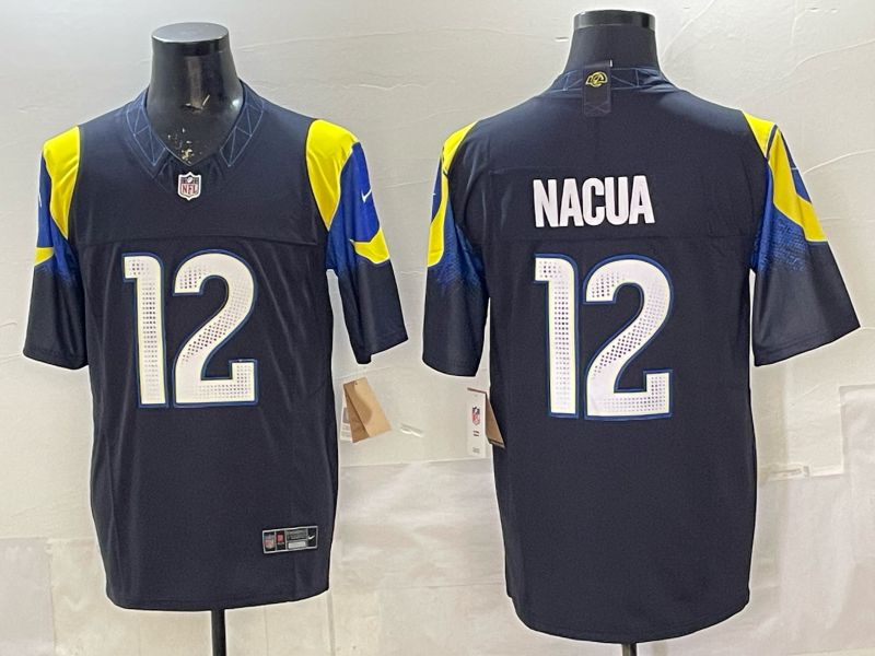 Men 2025 Los Angeles Rams #12 Nacua Black 5th generation Throwback Nike Limited NFL Jersey 02-0